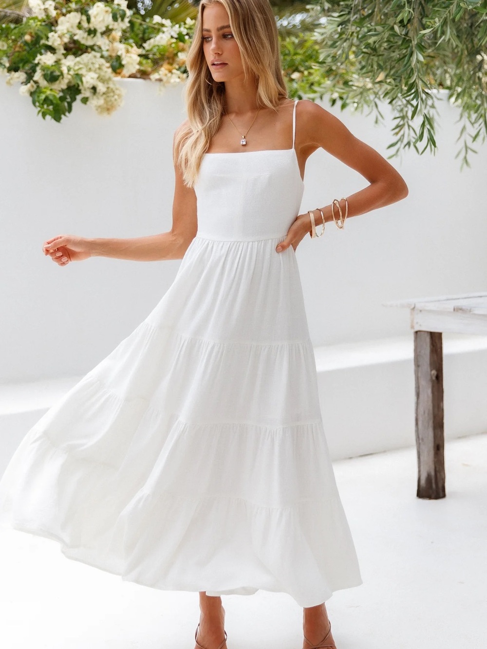Hello Molly White Midi Dress - Size M